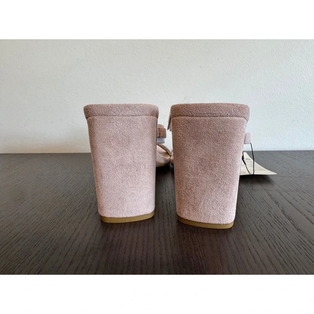 The Drop Avery Square Toe Sandal Womens 12 Natural Faux Suede Block Heel